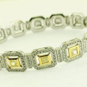 #18167 - Ladies yellow & white diamond bangle